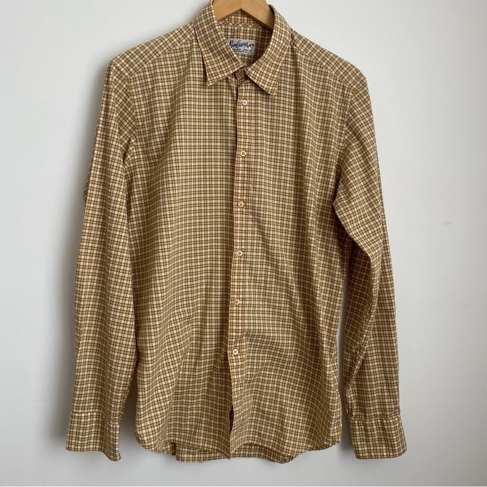 BEVILACQUA Italy Men's Button Up Shirt Plaid Check Size L - Picture 2 of 10